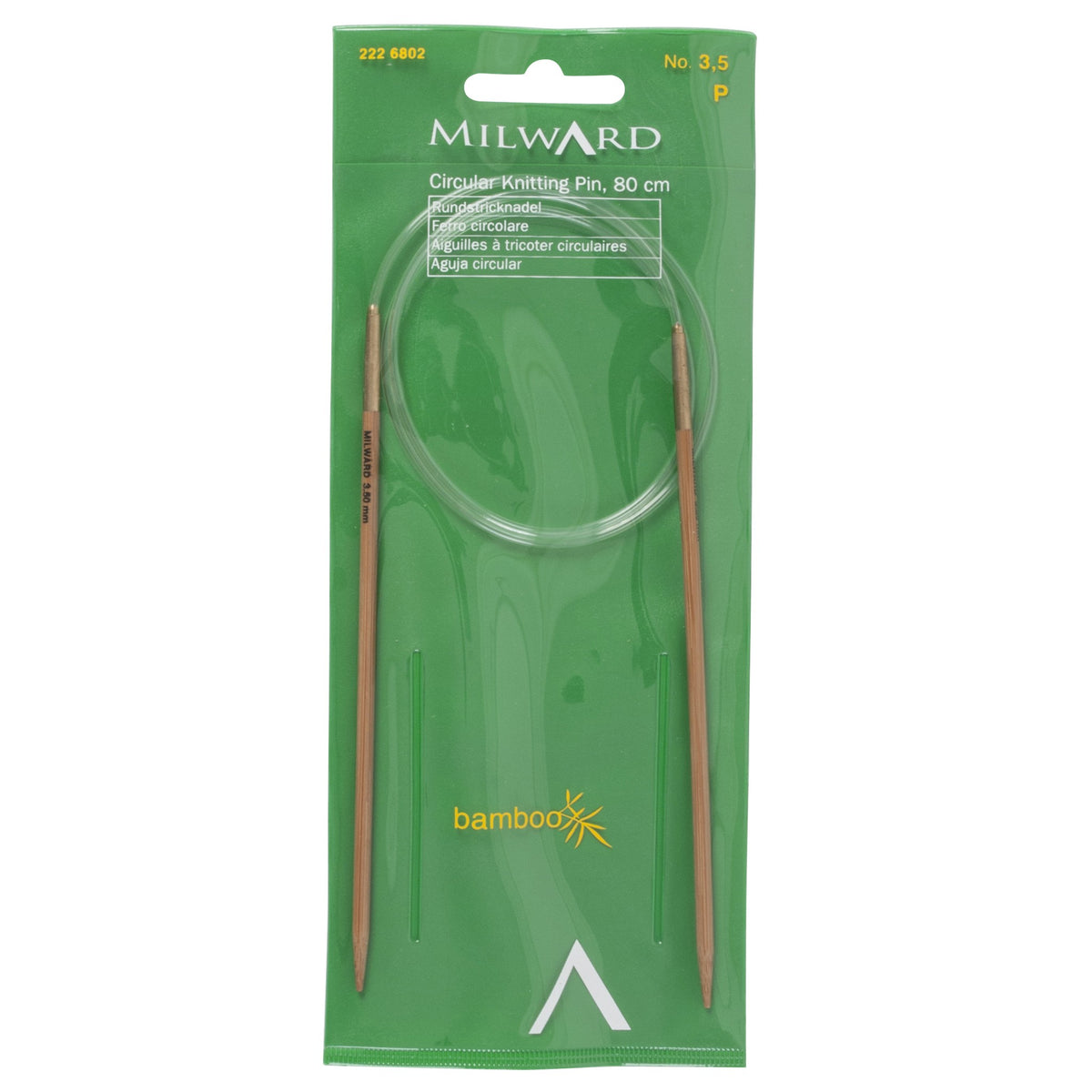 Milward Bamboo Fixed Circular Knitting Needles 80cm x 3.50mm