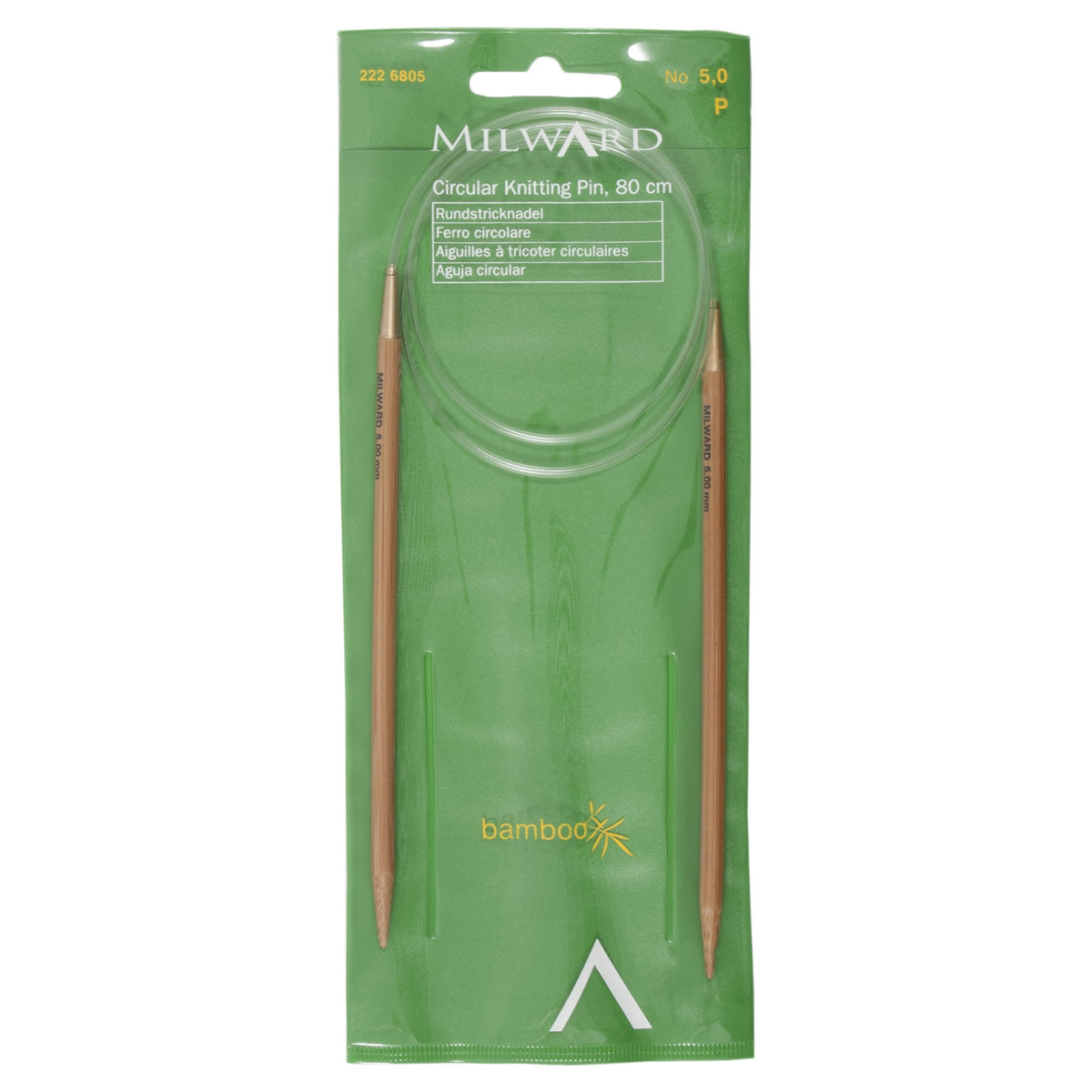 Milward Bamboo Fixed Circular Knitting Needles 80cm x 5.00mm