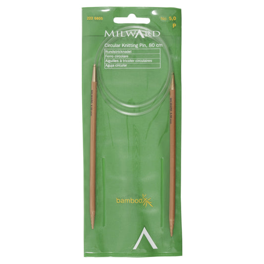 Milward Bamboo Fixed Circular Knitting Needles 80cm x 5.00mm