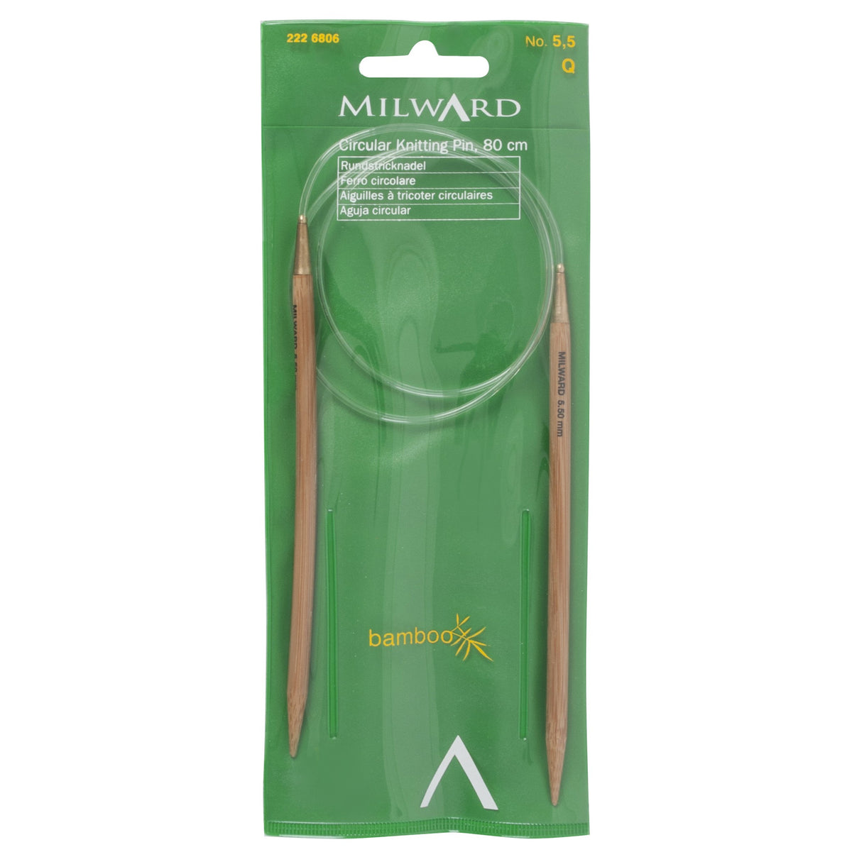 Milward Bamboo Fixed Circular Knitting Needles 80cm x 5.50mm