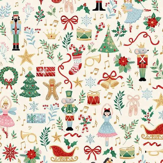 Makower UK The Nutcracker - Fairytale Cream