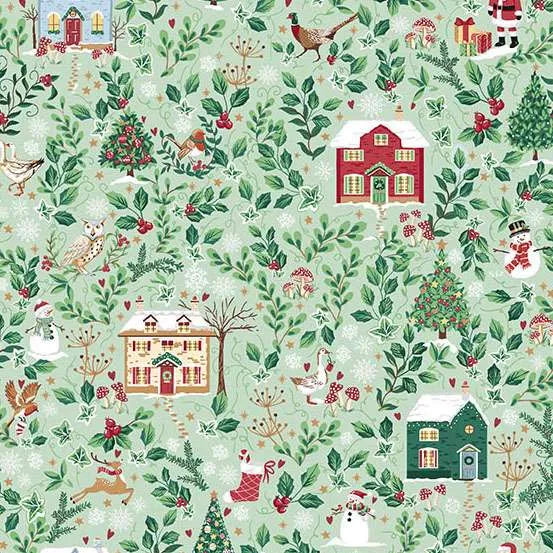 Makower UK Country Christmas - Cottages Green