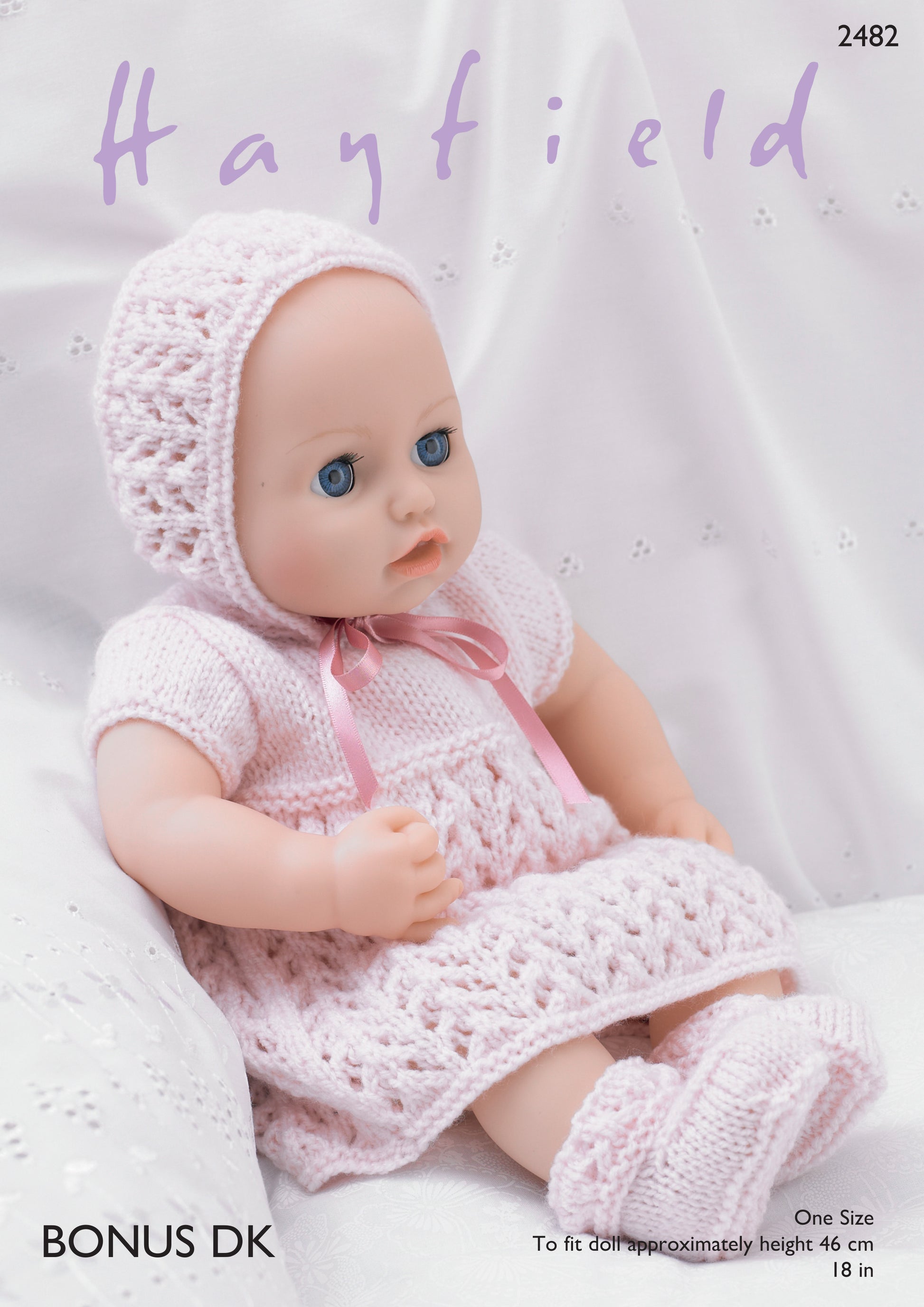 Sirdar Pattern 2482 - Baby dolls Dress, bonnet, booties & pants. Bonus DK - Product image
