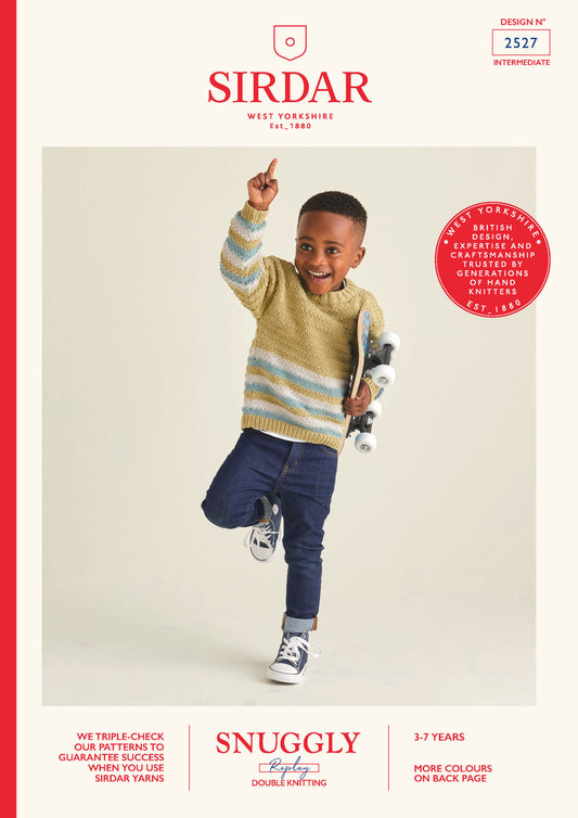 Sirdar Pattern 2527 - Kids ridge striped sweater-Snuggly replay DK - Product image