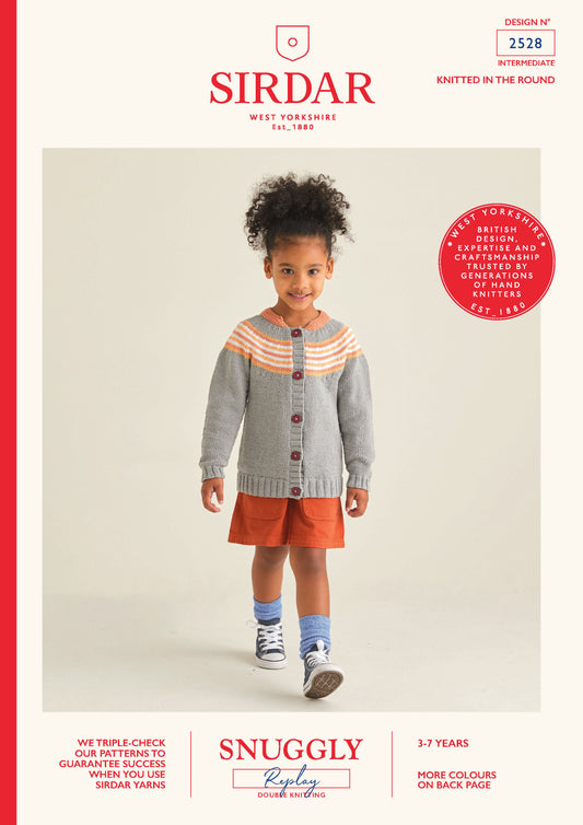 Sirdar Pattern 2528 - Kids striped cardigan-Snuggly replay DK - Product image