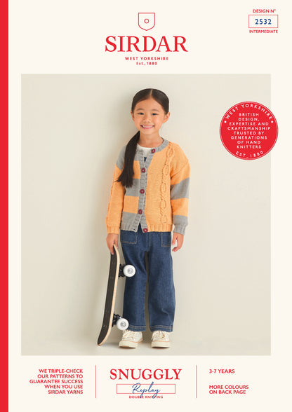 Sirdar Pattern 2532 - Kids mismatched cardigan-Snuggly replay DK - Product image