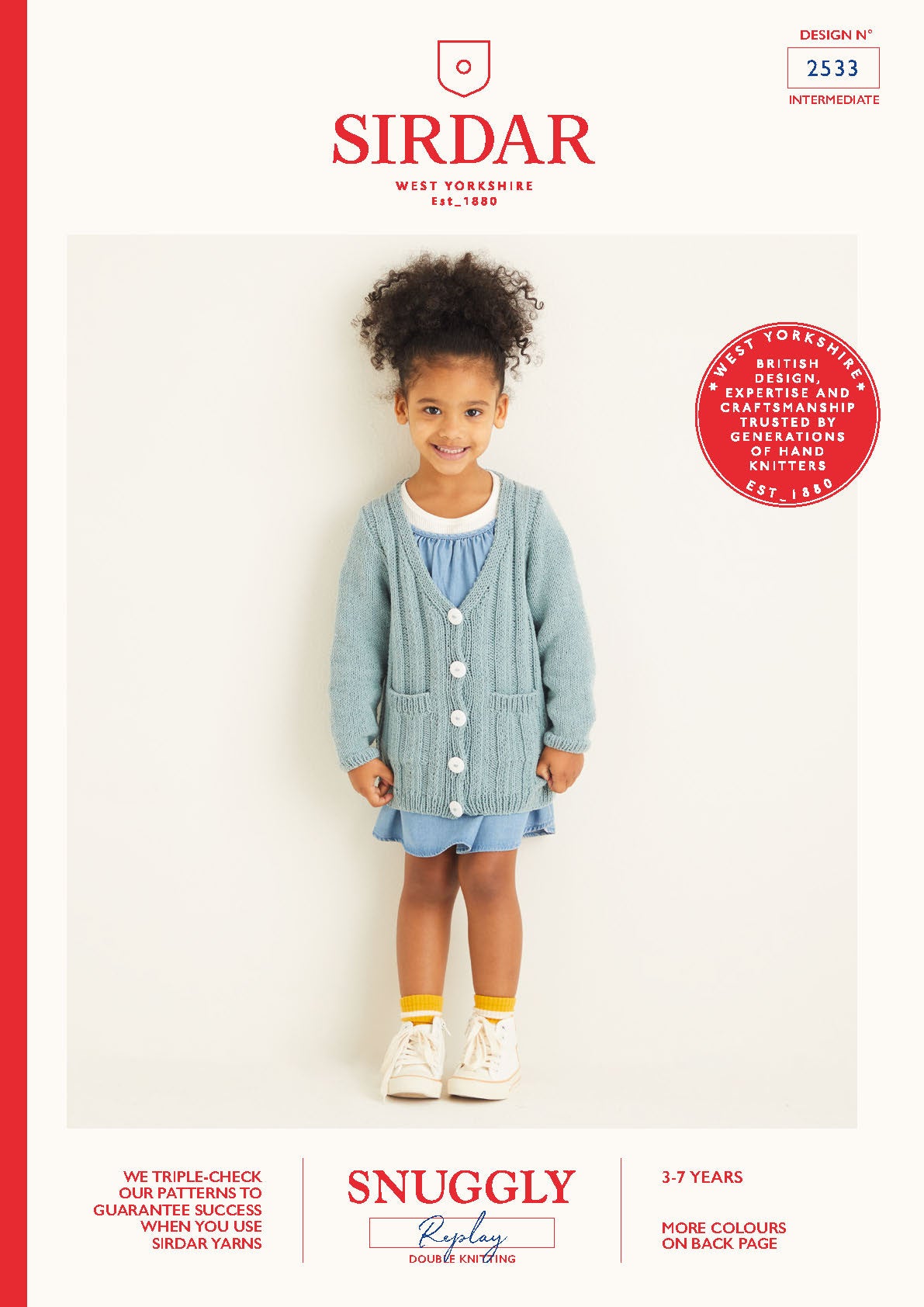 Sirdar Pattern 2533 - Kids long rib cardigan-Snuggly replay DK - Product image