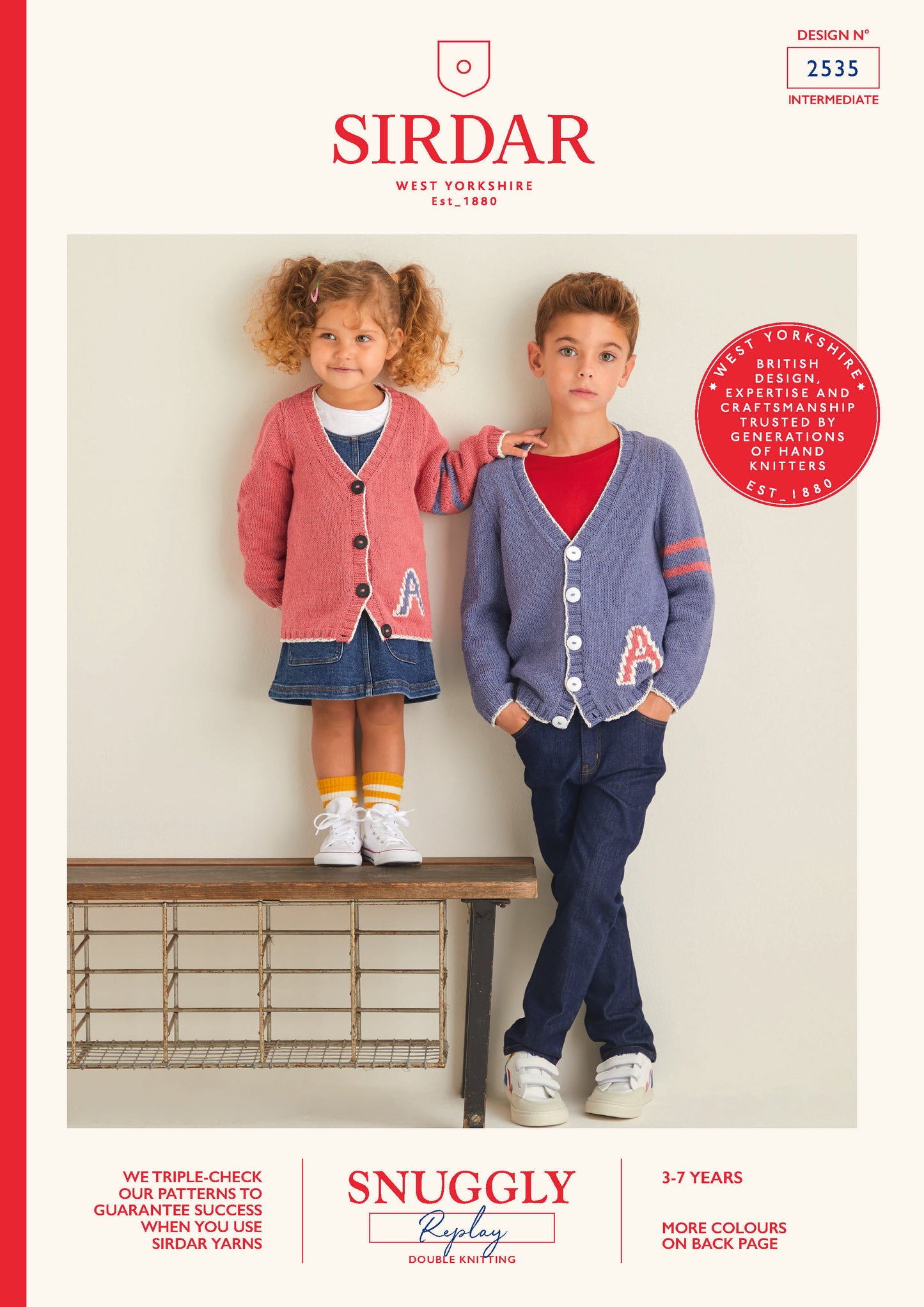 Sirdar Pattern 2535 - Kids varsity cardigan-Snuggly replay DK - Product image