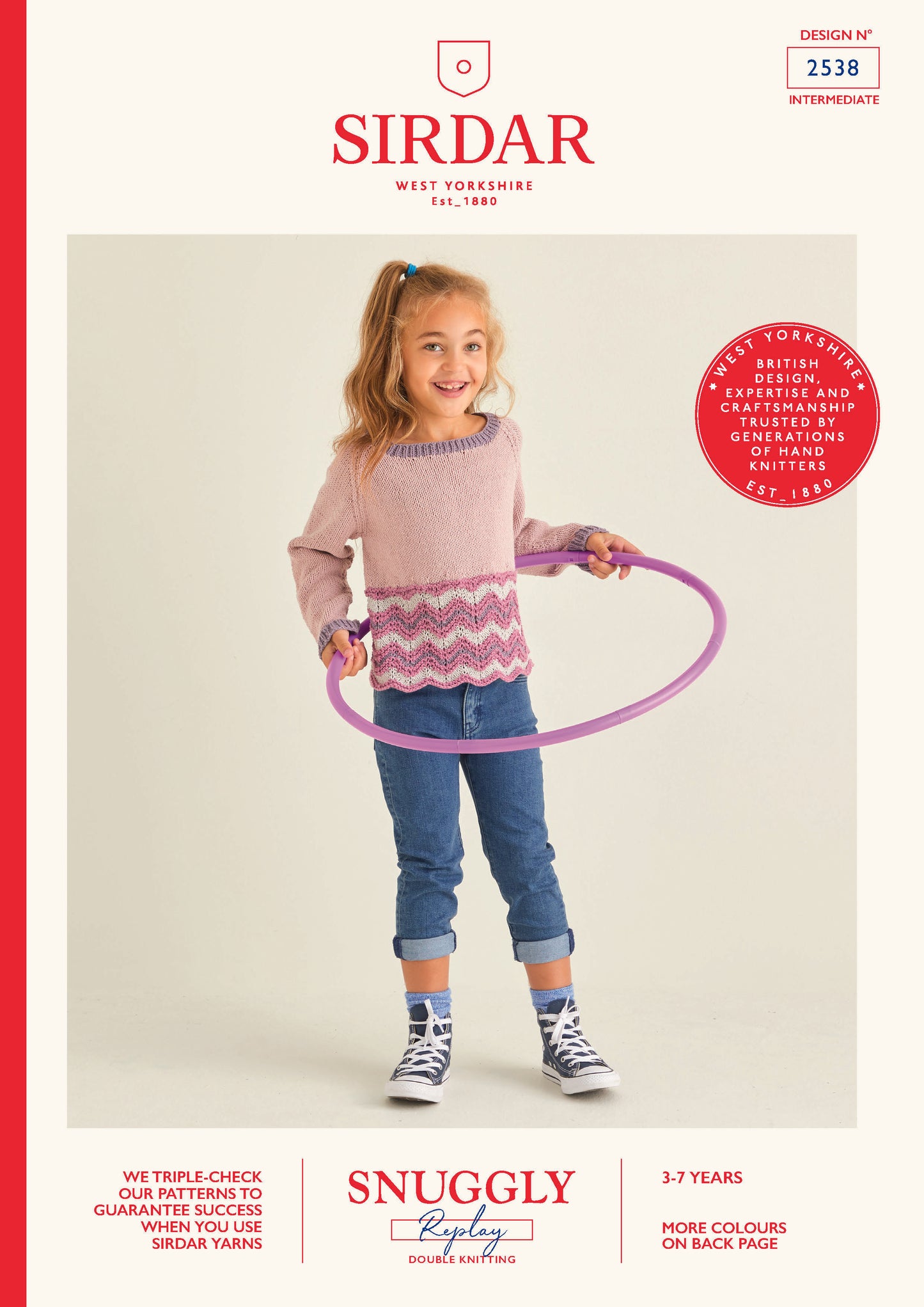 Sirdar Pattern 2538 - Kids zig zag lace crop sweater-Snuggly replay DK - Product image