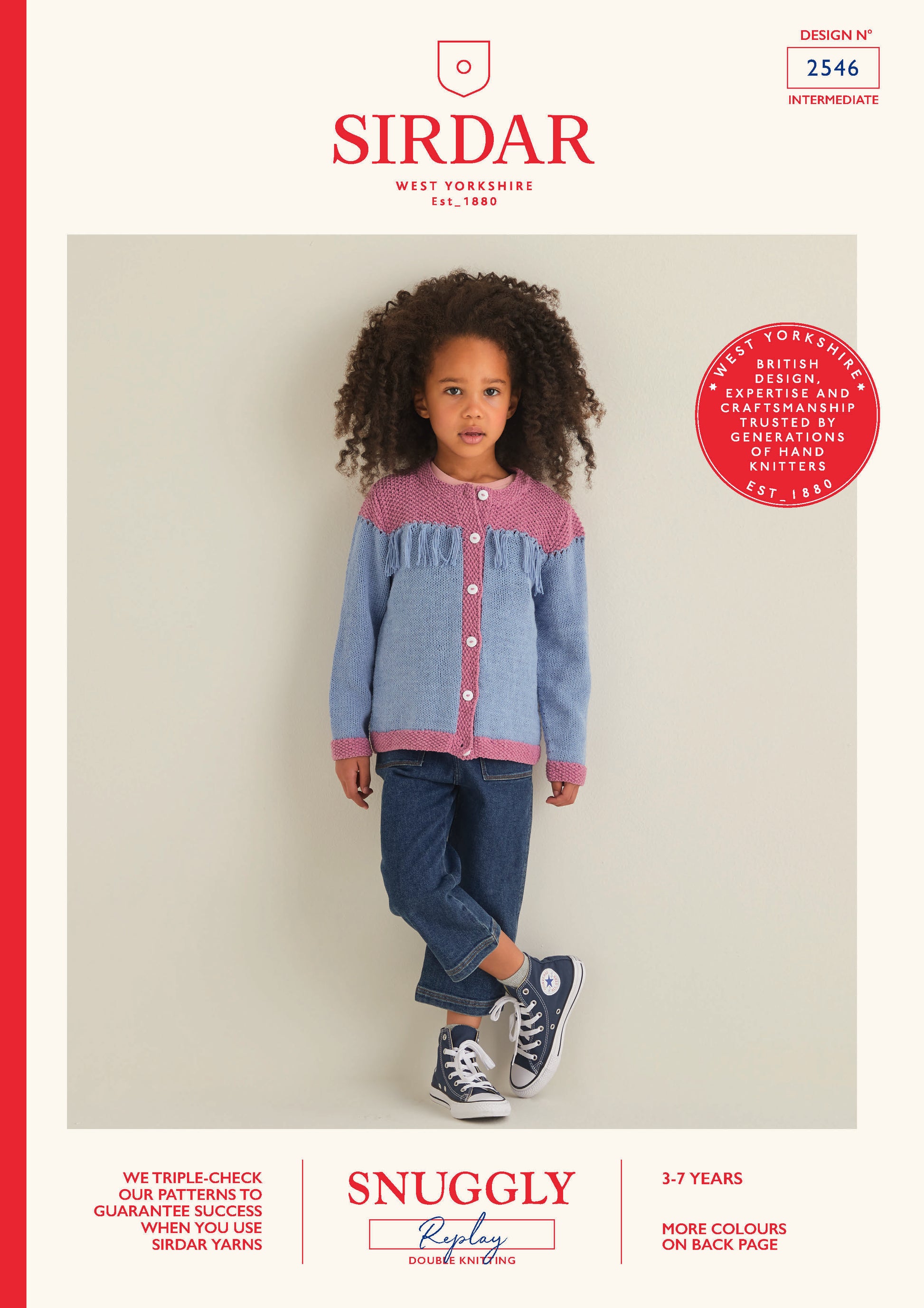 Sirdar Pattern 2546 - Kids western fringed cardigan-Snuggly replay DK - Product image