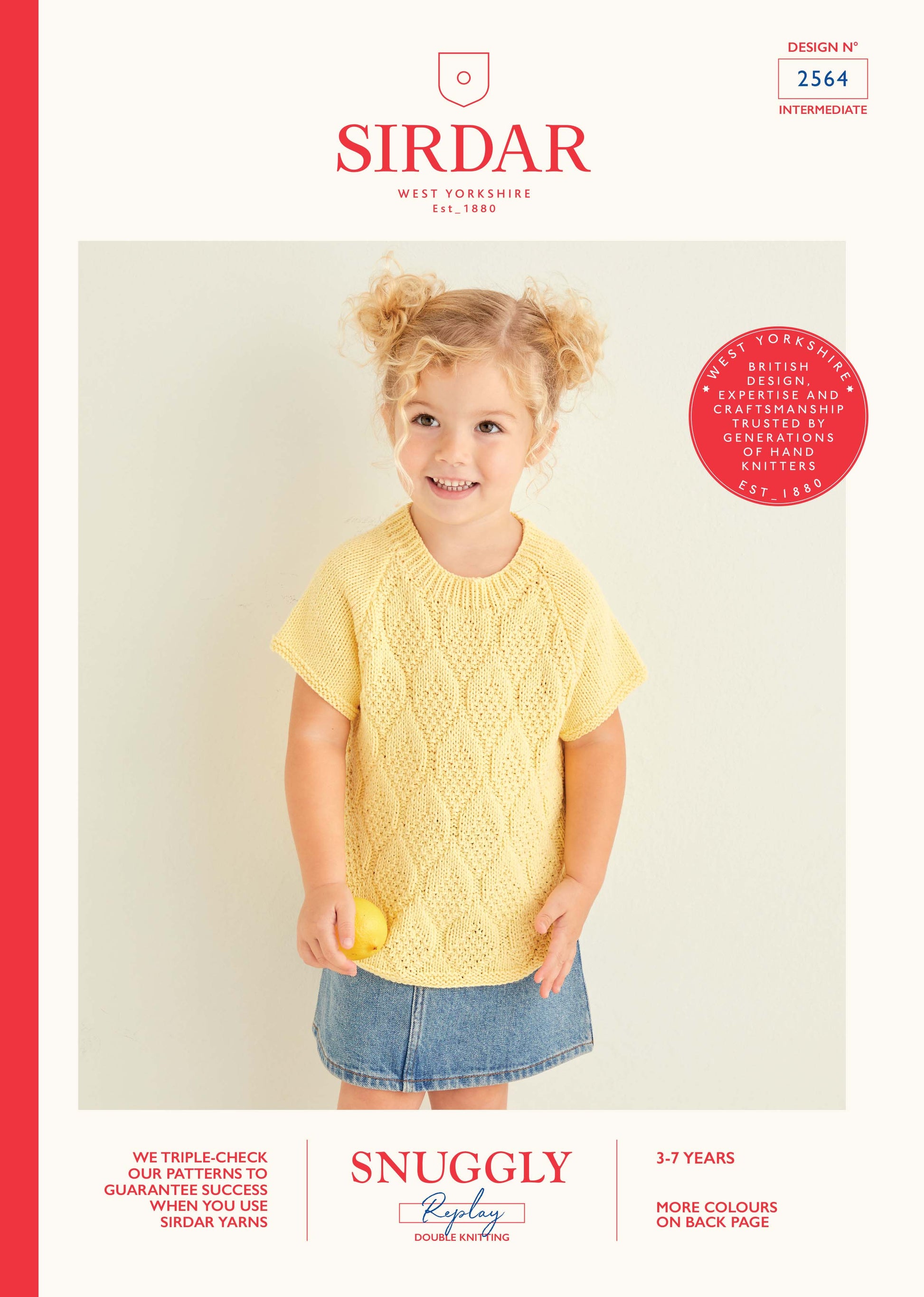 Sirdar Pattern 2564 - Citrus slice raglan top-Snuggly replay DK - Product image