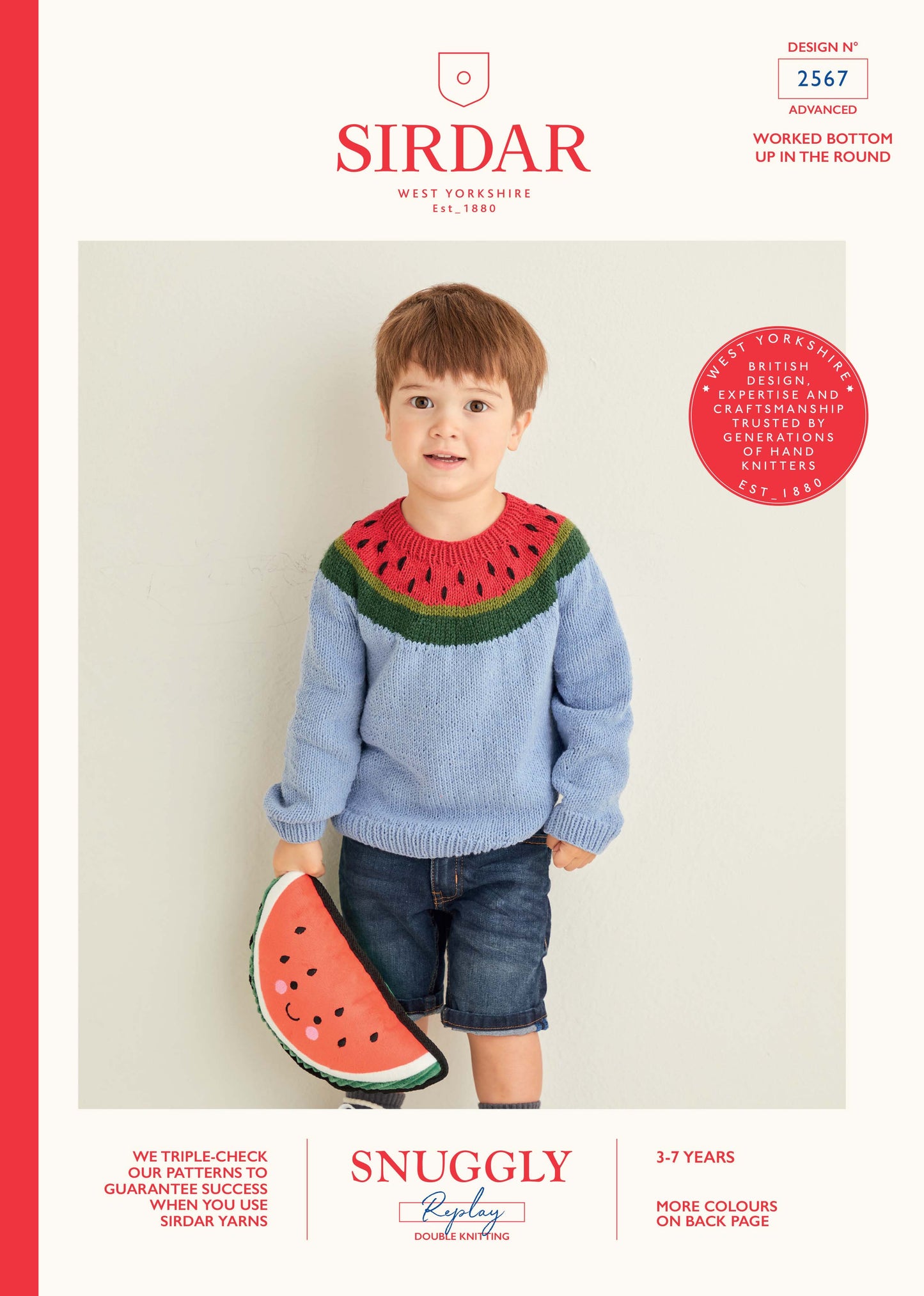 Sirdar Pattern 2567 - Watermelon yoke sweater-Snuggly replay DK - Product image