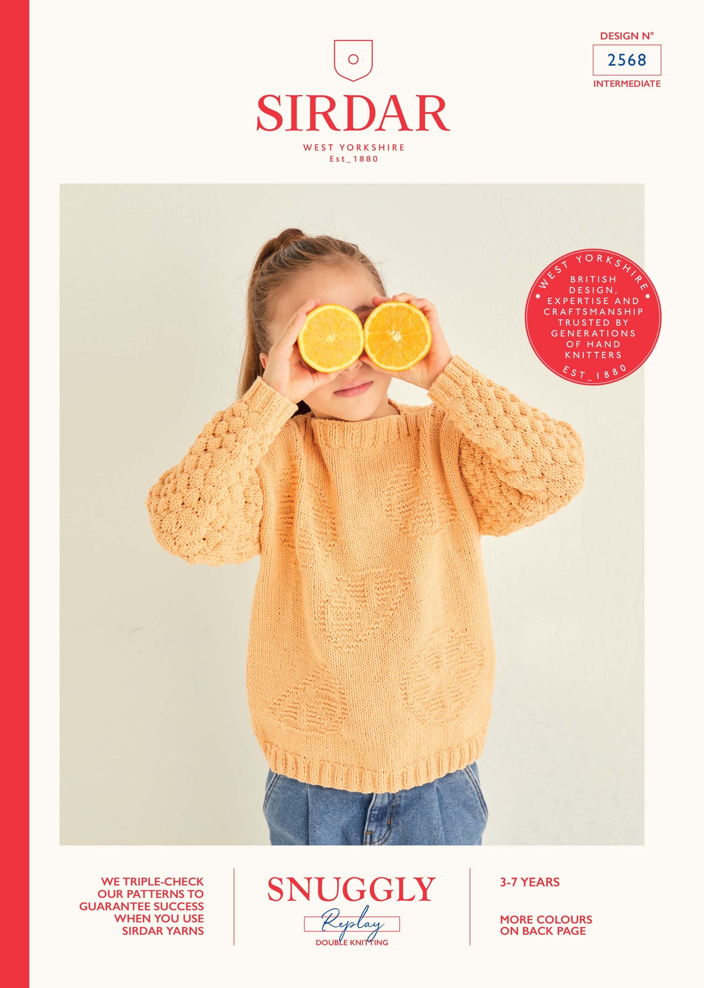 Sirdar Pattern 2568 - Orange segment wide neck sweater-Snuggly replay DK - Product image