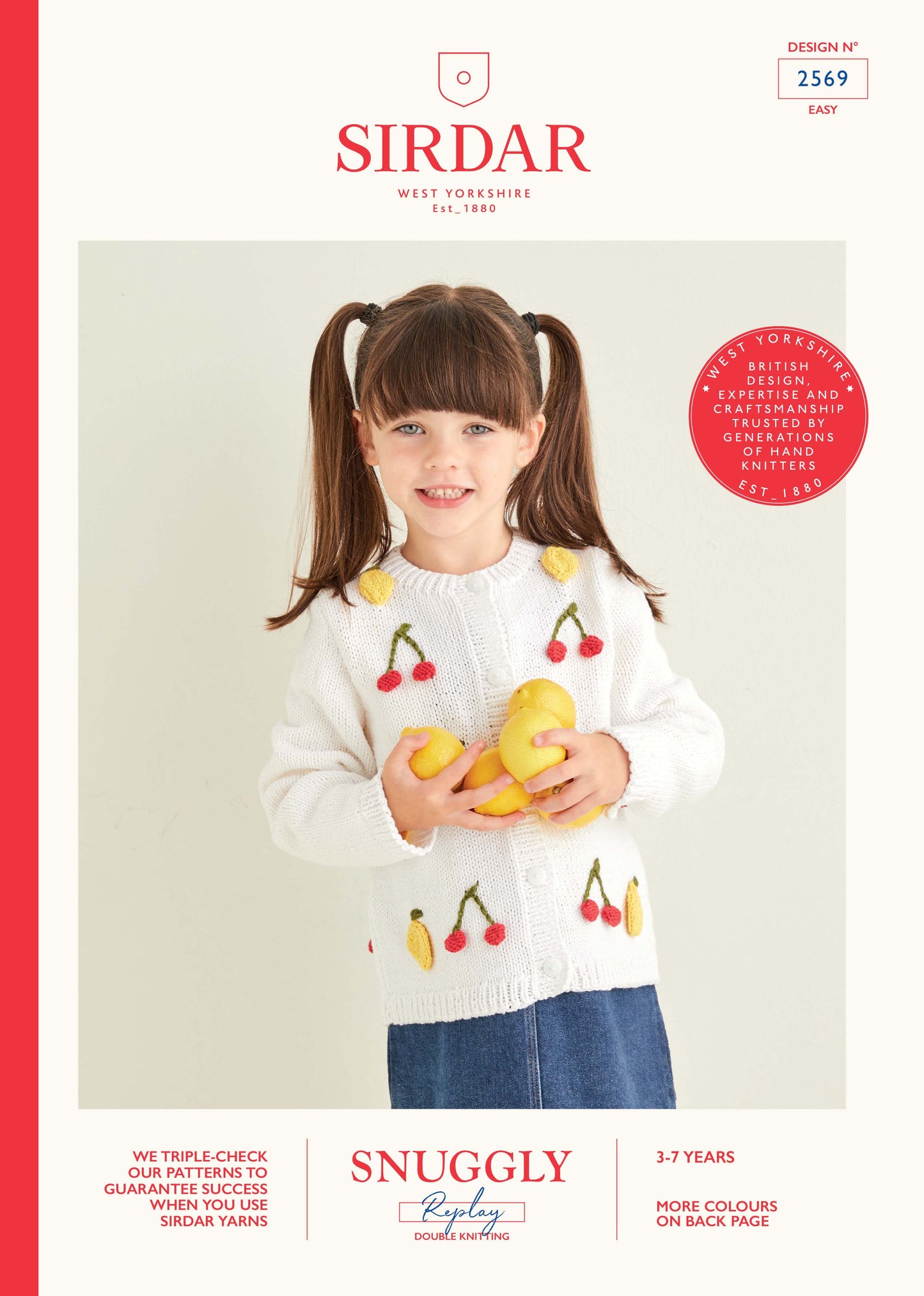Sirdar Pattern 2569 - Cherry & lemon cardigan-Snuggly replay DK - Product image