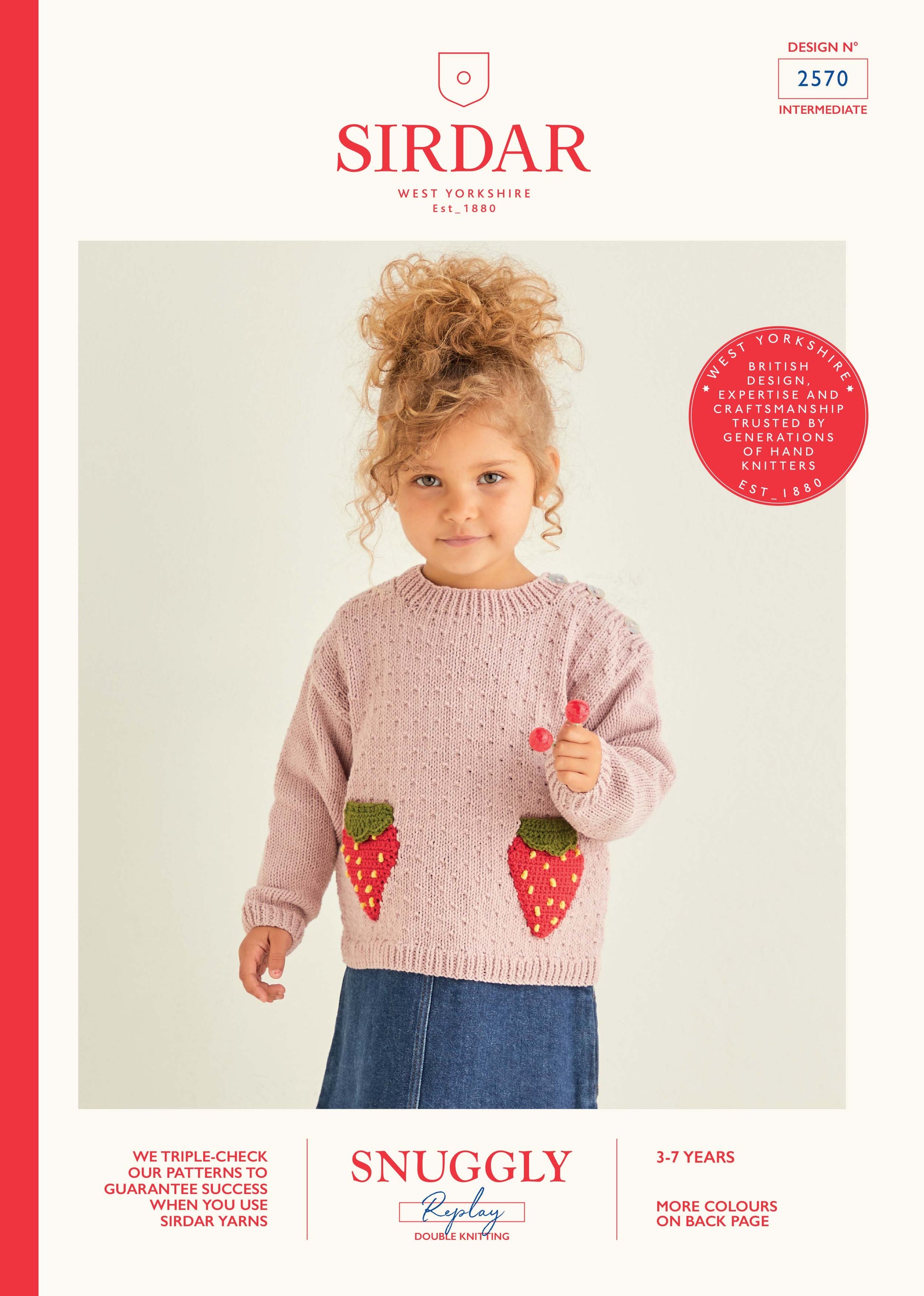 Sirdar Pattern 2570 - Strawberry swetare & cardigan-Snuggly replay DK - Product image