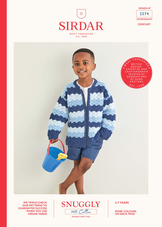Sirdar Pattern 2574 - Crochet wave stitch jacket-Snuggly 100% cotton - Product image