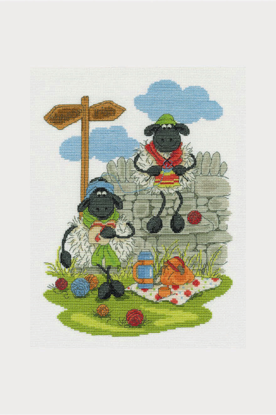 DMC Counted Cross Stitch Kit.  Lunching & Knitting