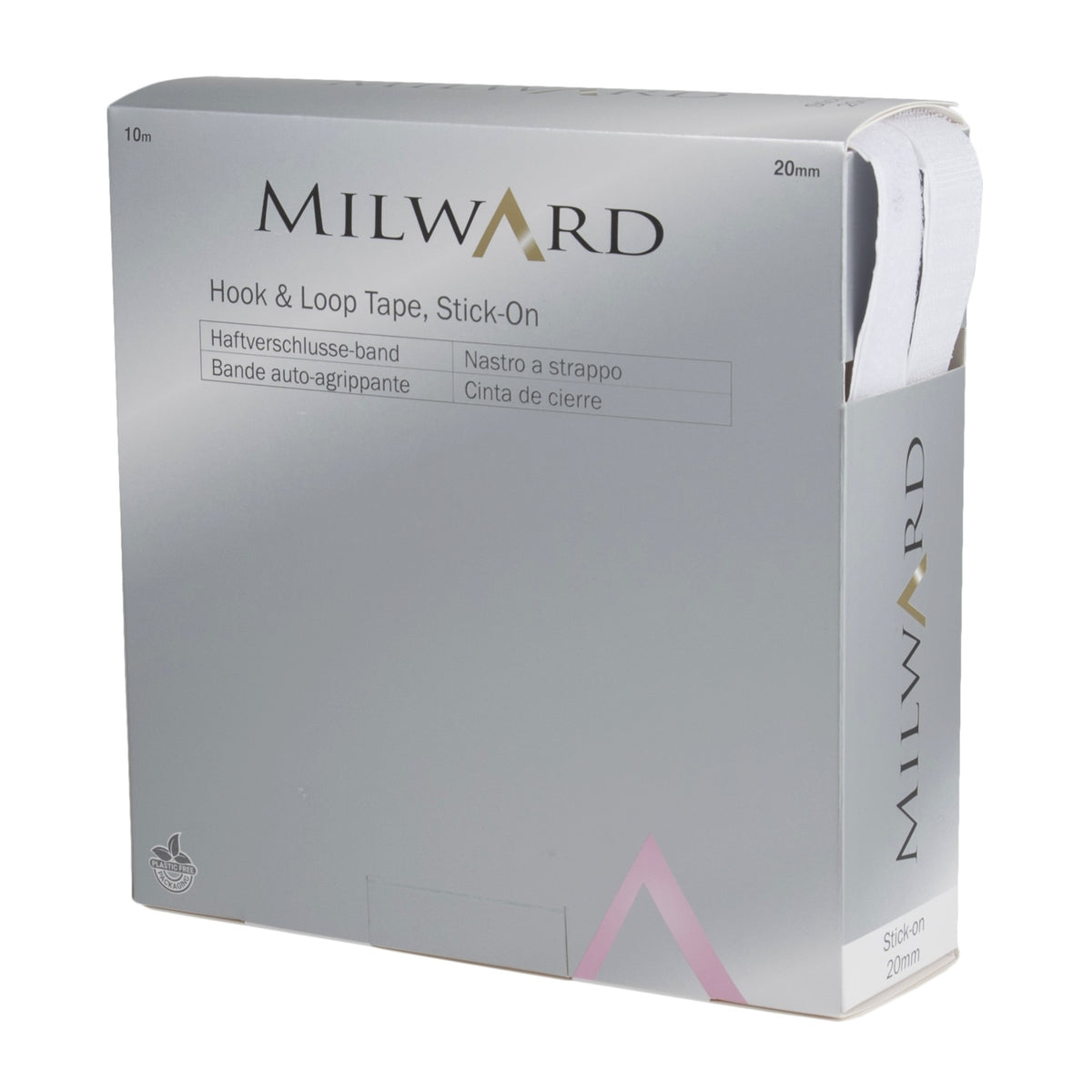 Milward Hook and Loop Tape Stick-On 20mm White (Per Metre)
