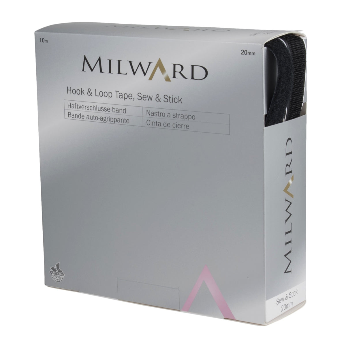 Milward Hook and Loop Tape Sew and Stick 20mm Black (Per Metre)