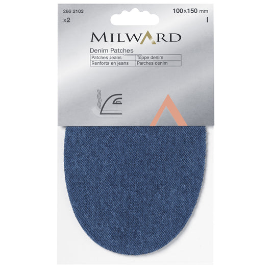 Milward Iron-On Denim Patches Mid Blue 100 x 150mm (1 Pair)