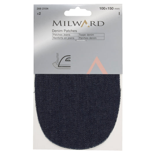 Milward Iron-On Denim Patches Dark Blue 100 x 150mm (1 Pair)