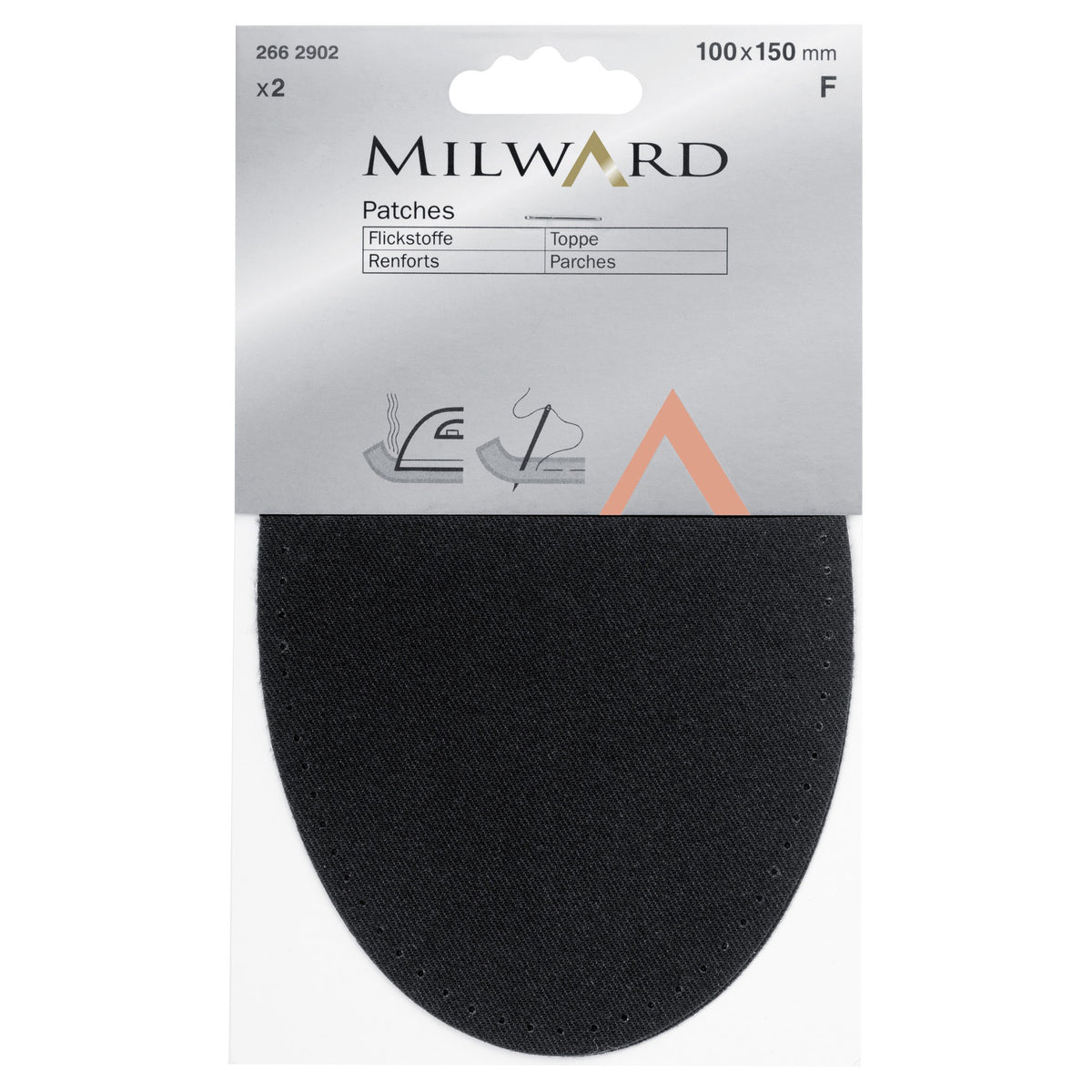 Milward Sew or Iron-On Patches Black 100 x 150mm (1 Pair)