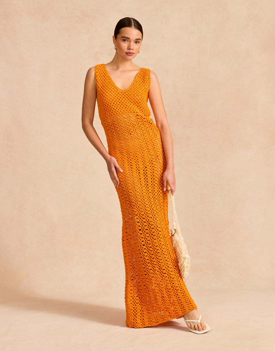 F137 Slinky sundown Maxi Dress