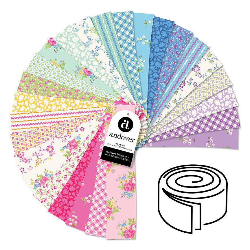 Andover Fabrics Beloved Blossoms - 2.5 Inch Strip Roll (40 Cuts)
