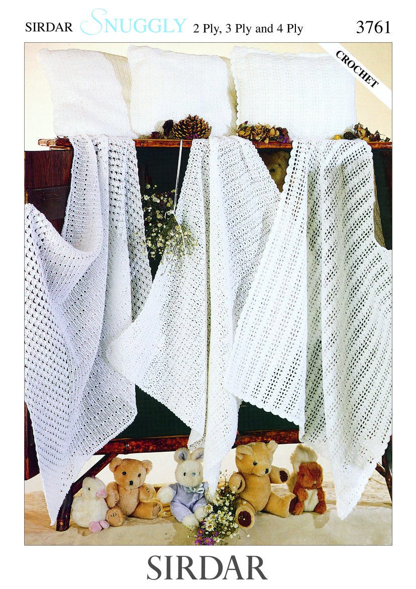 Sirdar Pattern 3761 - Baby blanket or afgan & pillowcase-Snuggly 2ply, 3ply & 4 ply - Product image