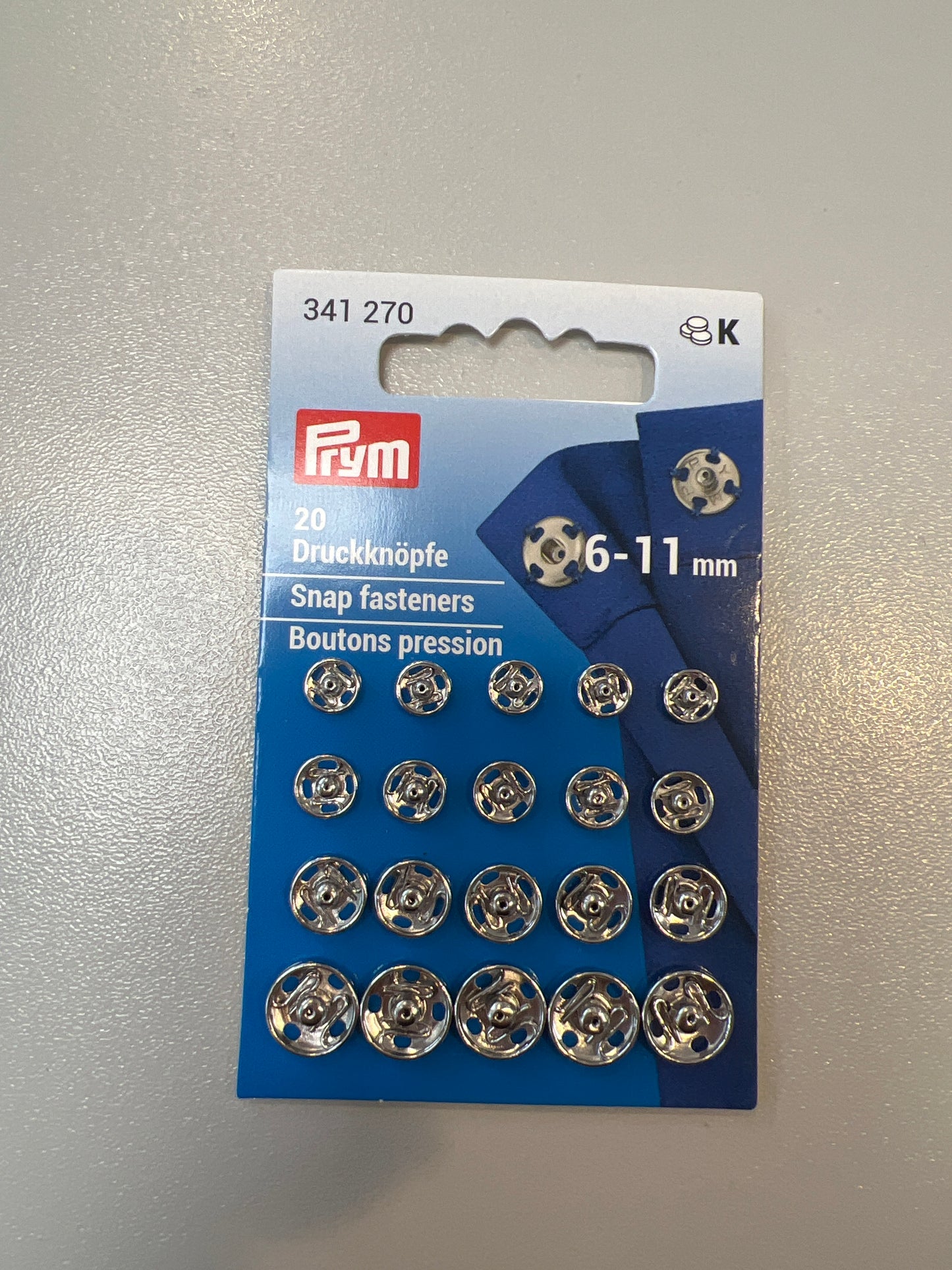 Silver sew on snap fasteners