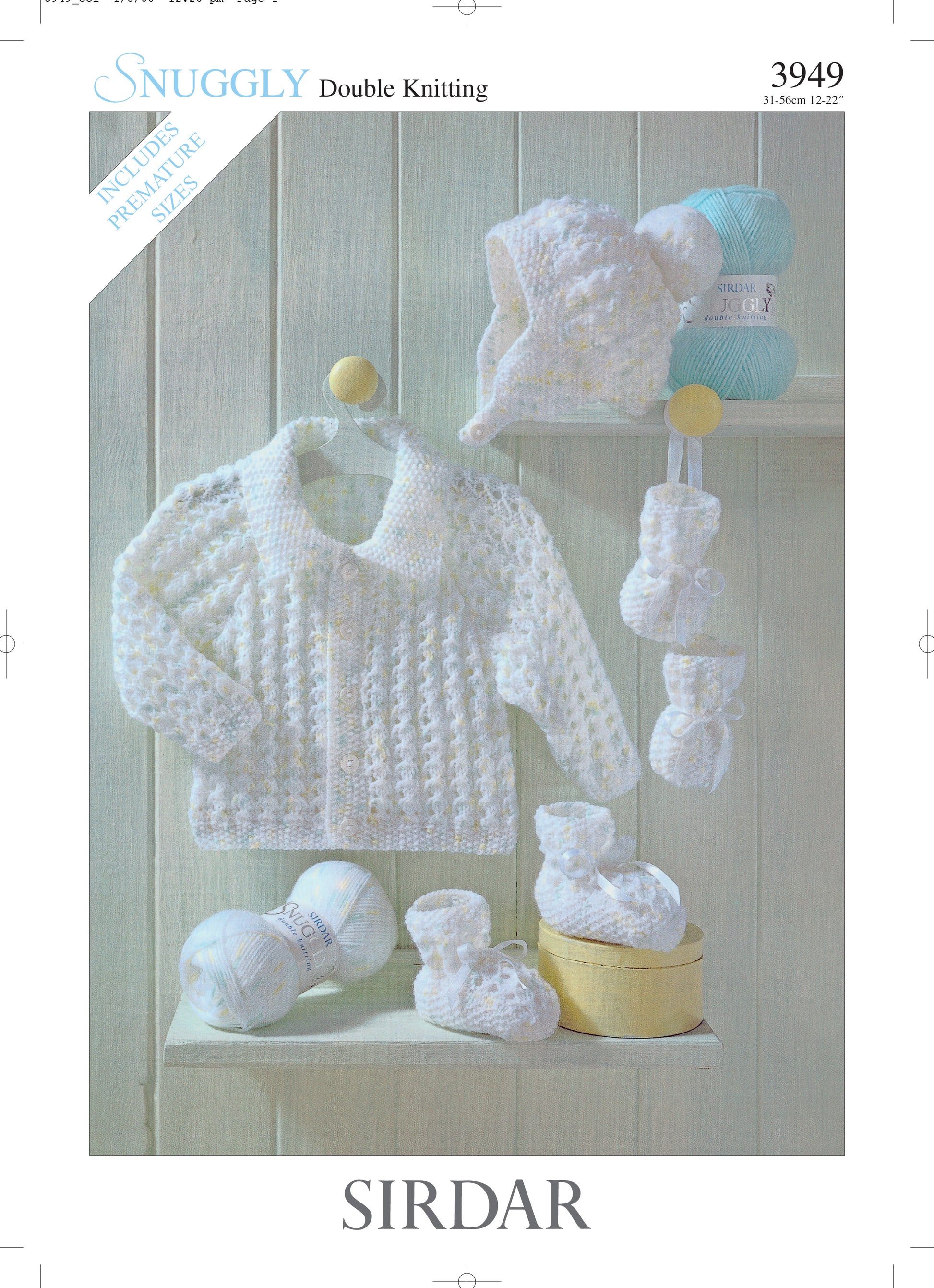 Sirdar Pattern 3949 - Baby jacket, hat, booties & mittens-Snuggly DK - Product image