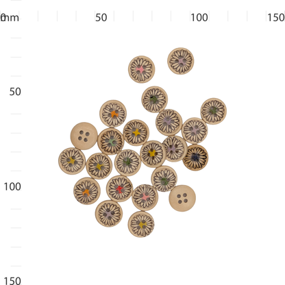 Wooden Flower Print Button