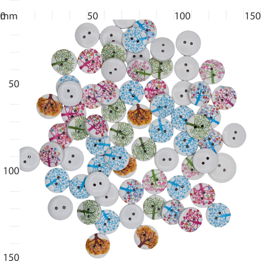 Wooden Tree Print Button