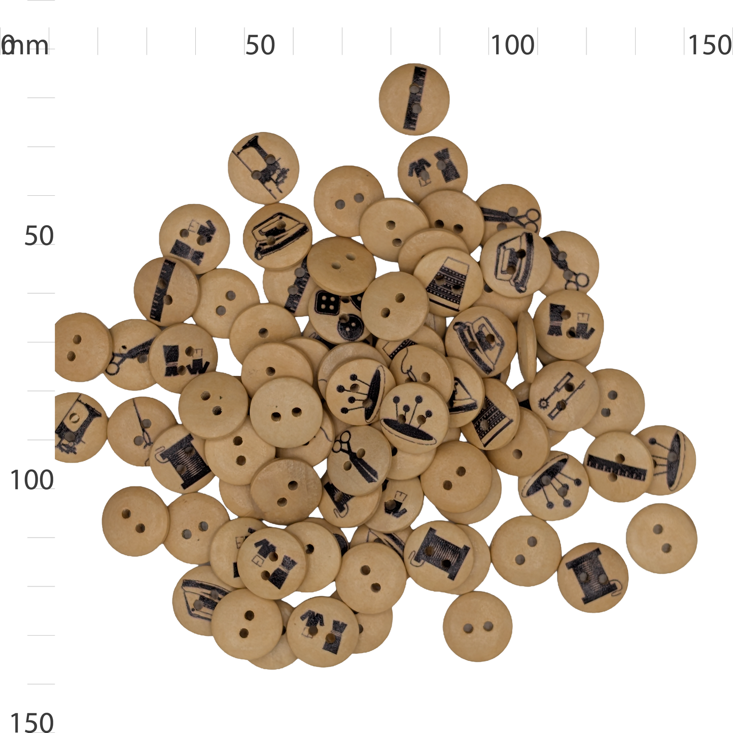 Wooden Sewing Print Button