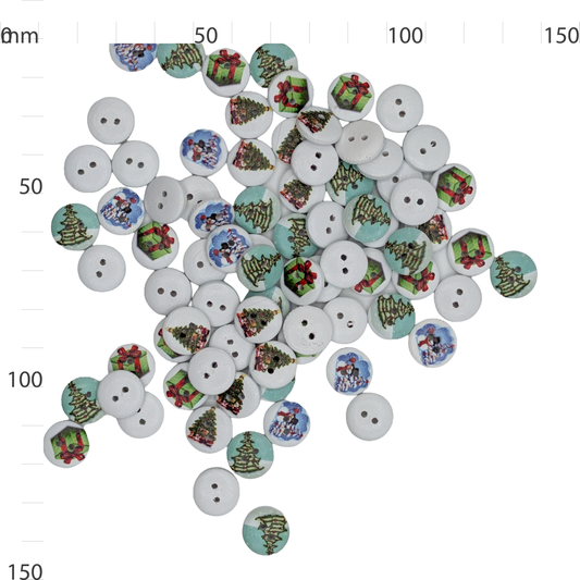 Wooden Christmas Tree Mix Button