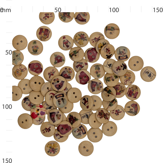 Wooden Christmas Mix Button
