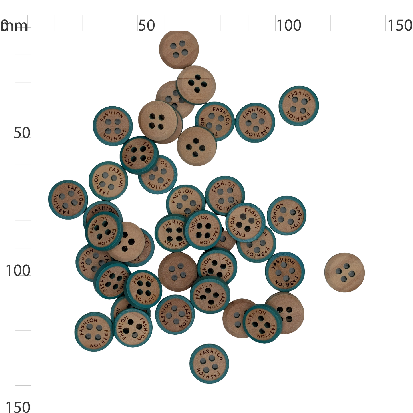 Wooden Teal Fashion Button