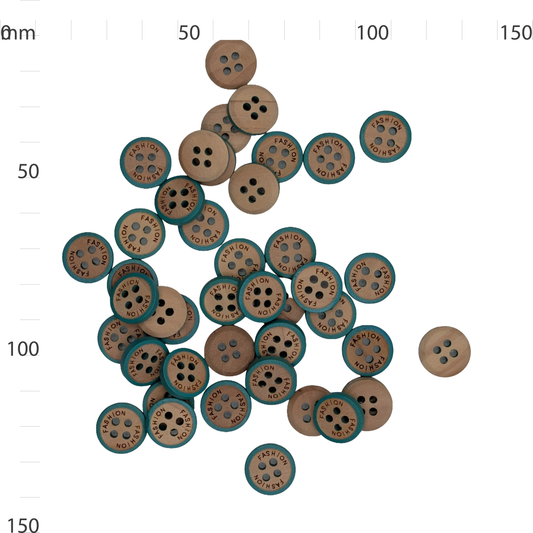 Wooden Teal Fashion Button