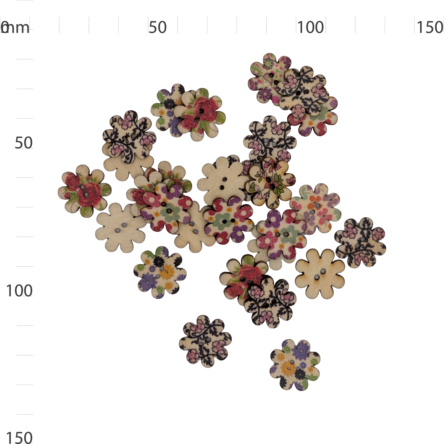 Wooden Flower Button