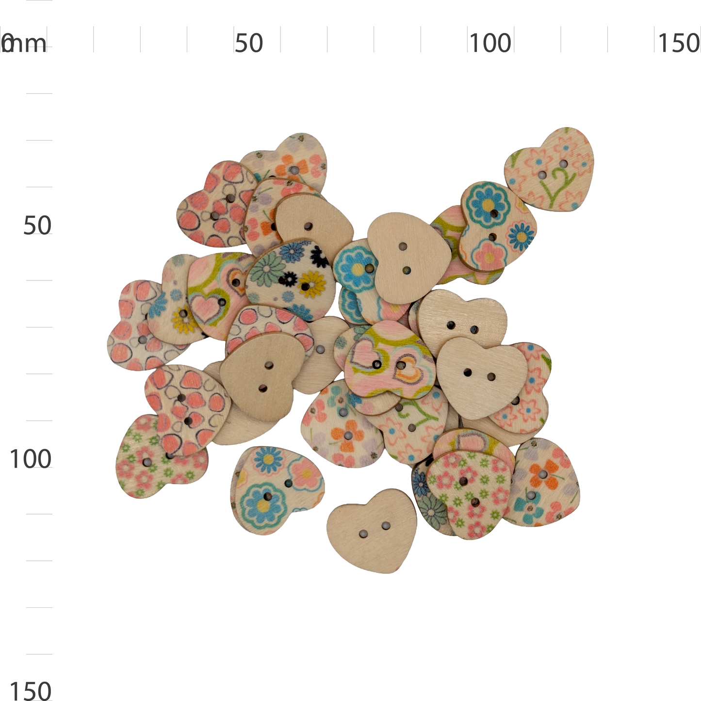 Wooden Soft Tone Print Heart Button