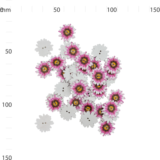 Wooden Pink Flower Button