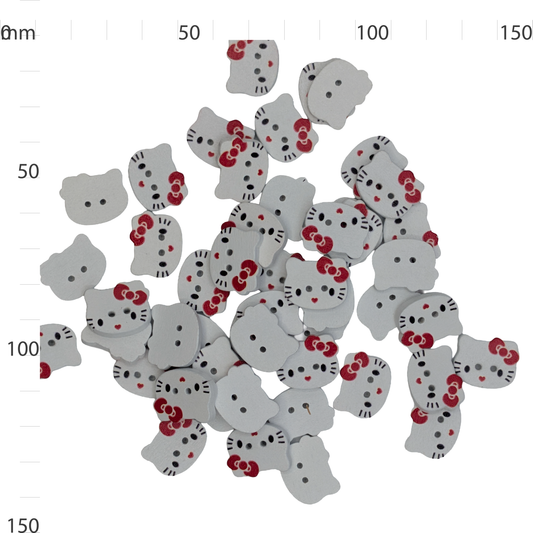 Wooden Hello Kitty Style Button