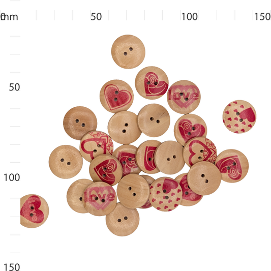 Wooden Heart Print Button