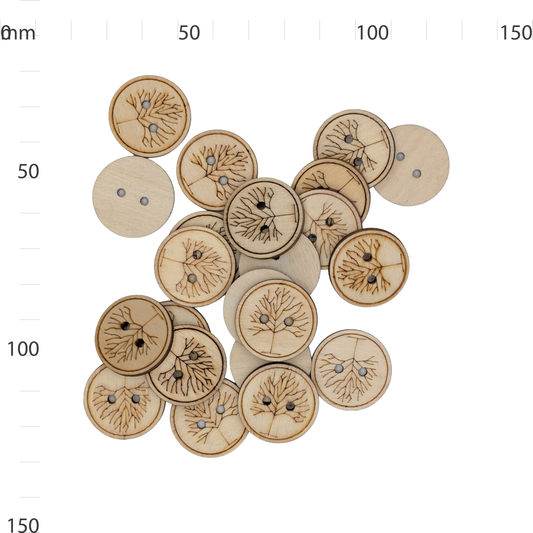 Wooden Lasered Tree Button