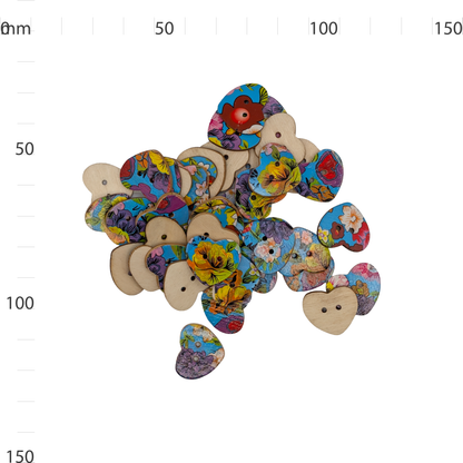 Colourful Wooden Heart Button