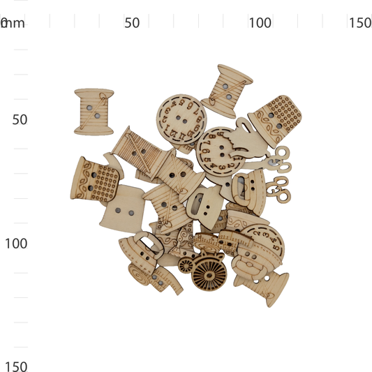 Wooden Sewing Theme Button