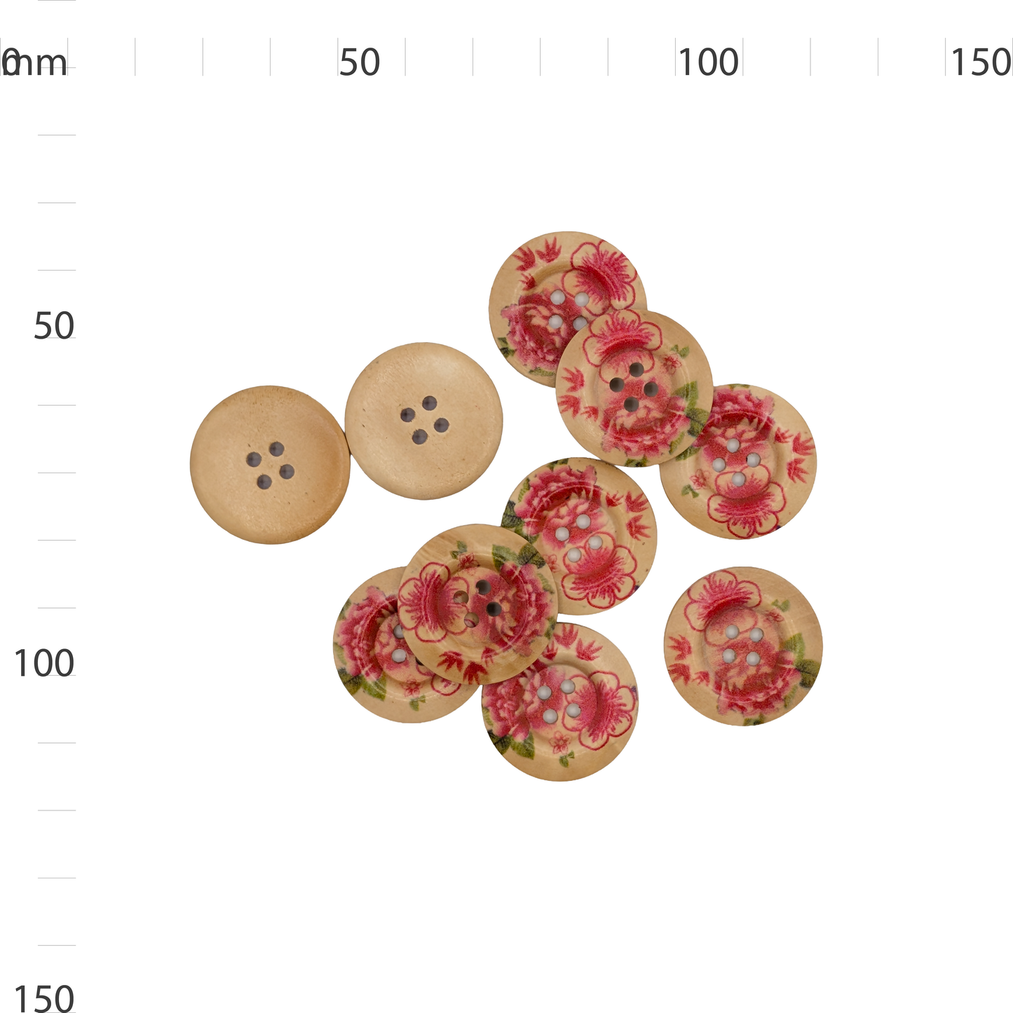 Wooden Large Floral Print Button