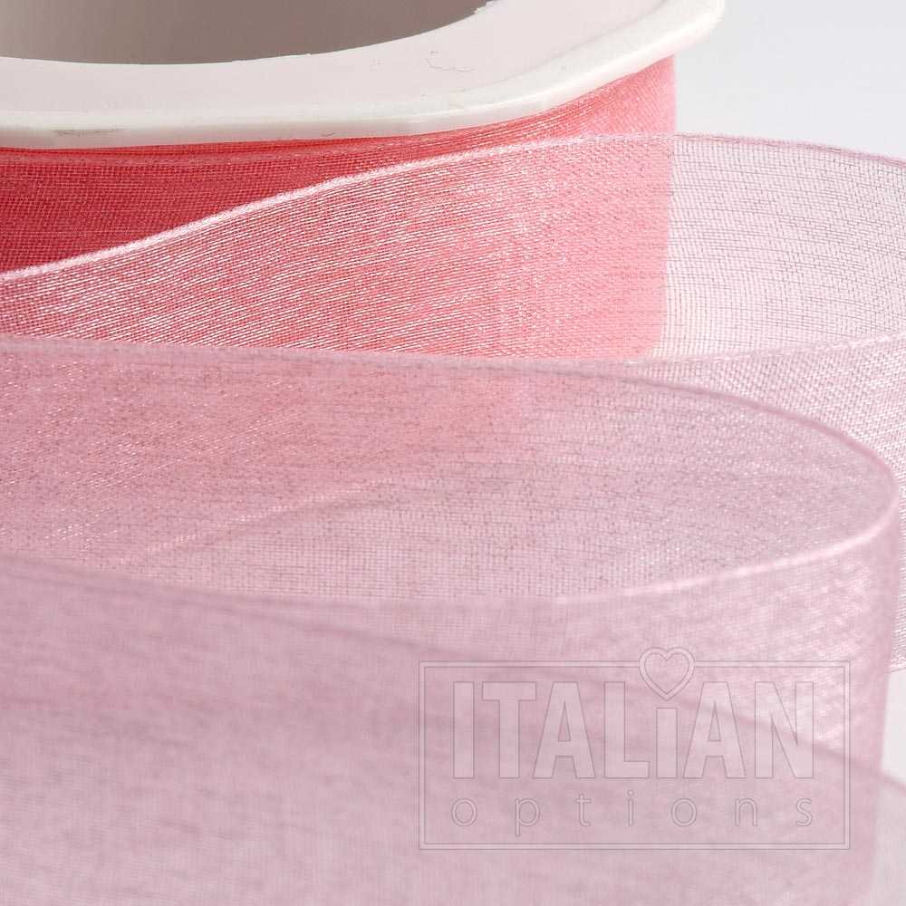 Pink Organza Woven Edge Ribbon 38mm x 20m