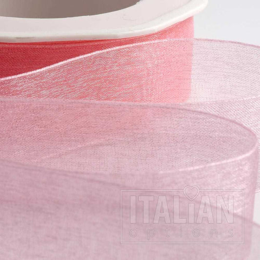 Pink Organza Woven Edge Ribbon 38mm x 20m