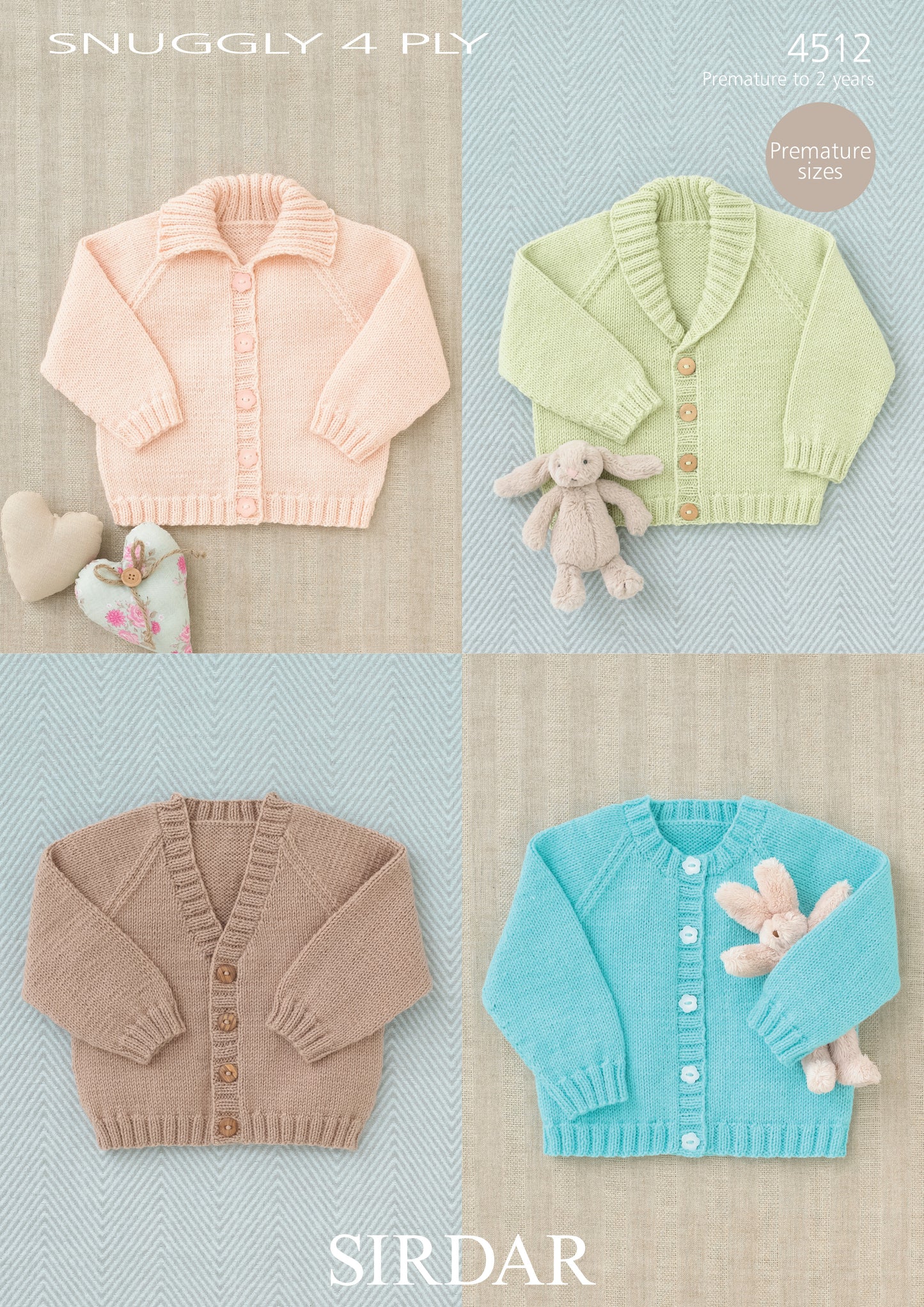 Sirdar Pattern 4512 - Baby's raglan cardigans-Sirdar snuggly 4ply - Product image